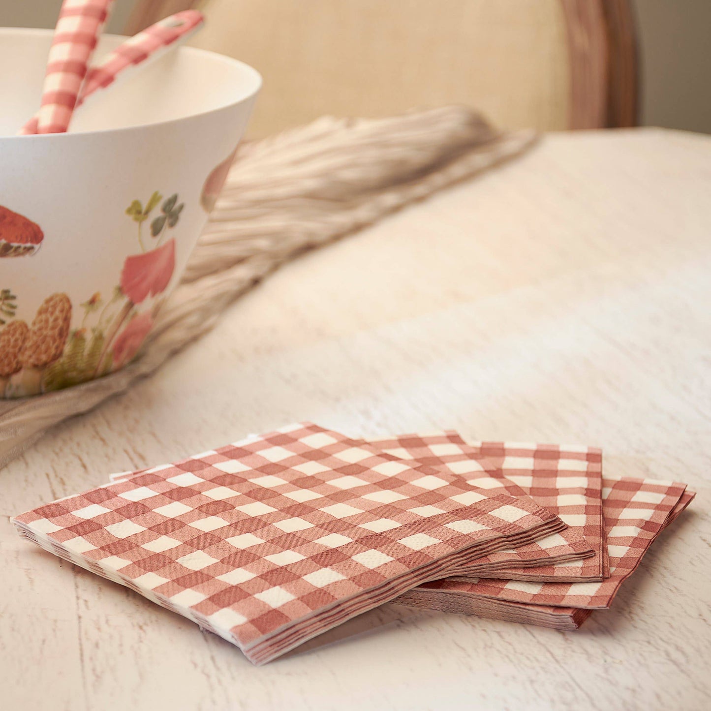 Red Gingham Beverage Napkin