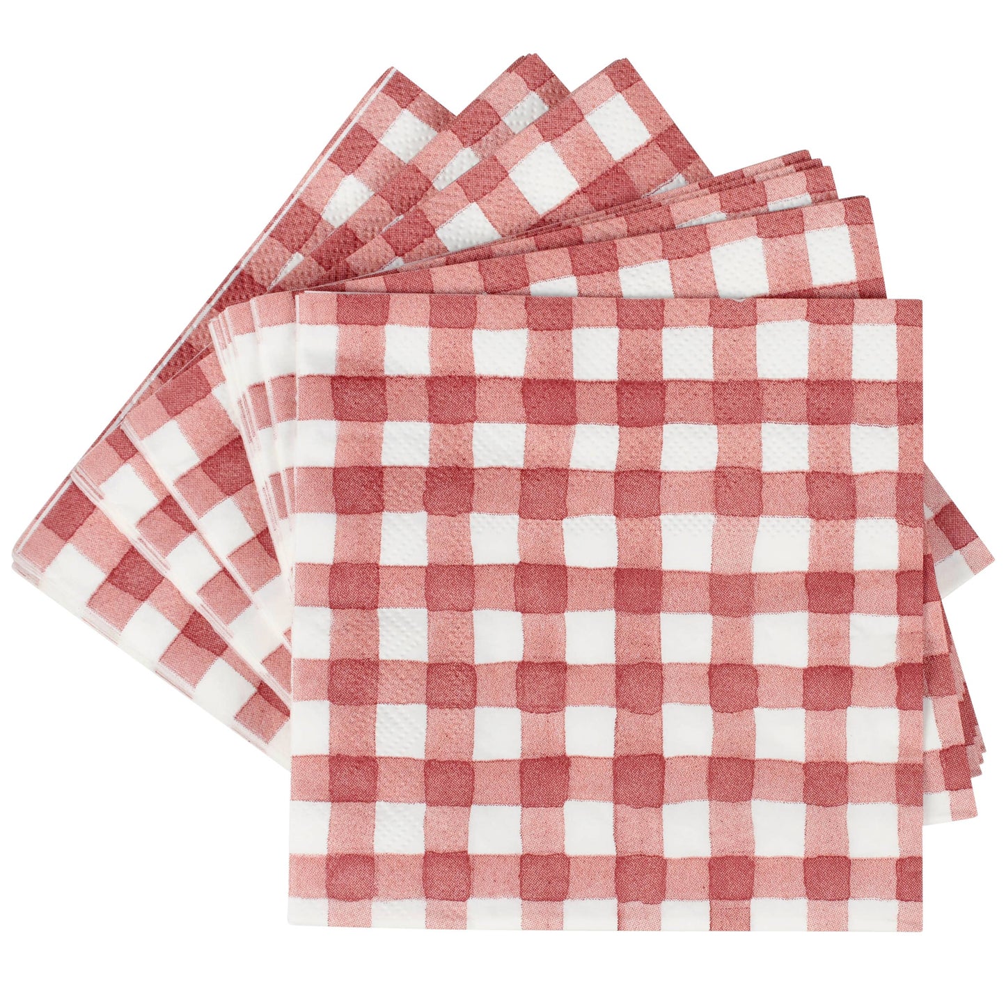 Red Gingham Beverage Napkin