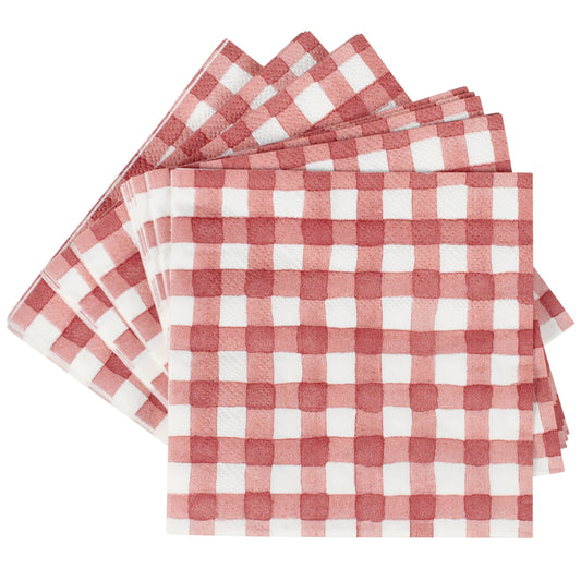 Red Gingham Beverage Napkin