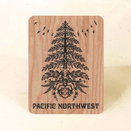Little Gold Fox Designs Pacific Northwest Wood Postcard